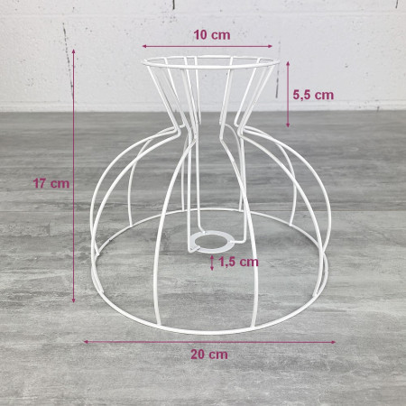 Carcasse Abat-Jour Cloche à Collerette 20 cm, Armature Dôme 10 branches en epoxy anticorrosion, pour E14