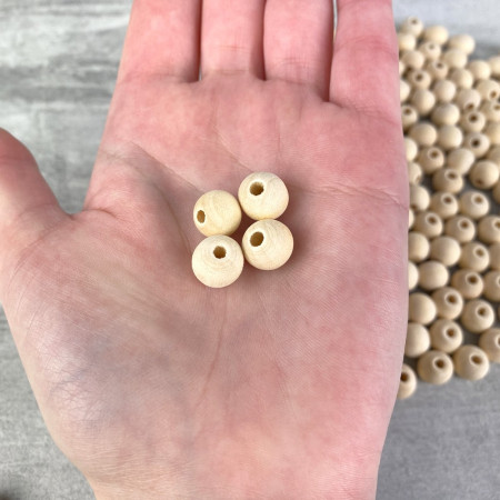 Lot de 100 boules percées en bois, diamètre 10 mm, perçage 2,5 mm