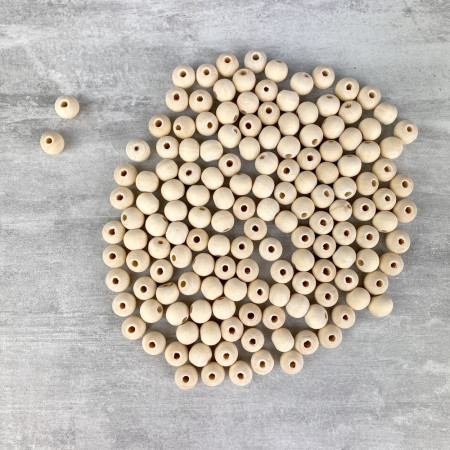 Lot de 100 boules percées en bois, diamètre 10 mm, perçage 2,5 mm