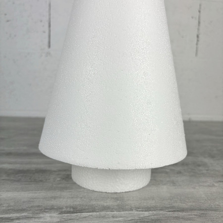 Cône en polystyrène à pied, hauteur 44 cm, avec support, base diam. 10 cm, sapin à décorer
