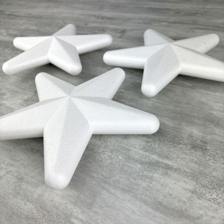 Lot de 3 grandes étoiles polystyrène 20 cm, décoration 3D hivernale à customiser