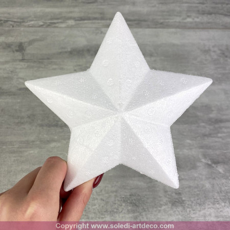 Lot de 3 étoiles polystyrène 15 cm, décoration 3D hivernale à customiser noël
