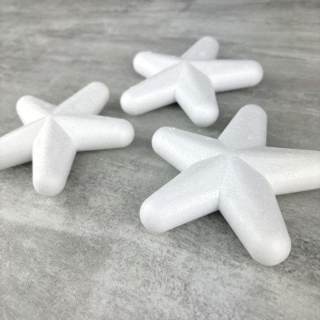 Lot de 3 étoiles polystyrène 10 cm, décoration 3D hivernale à customiser noël