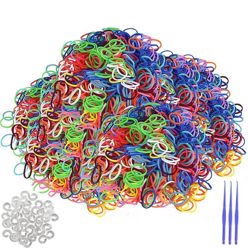 Gros lot 3100 élastiques loom, multicolore, 150 clips S, 3 crochets, diy bracelet caoutchouc