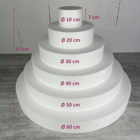 Pièce montée XXL en polystyrène haute densité, hauteur 42 cm, base 60 cm, 6 étages