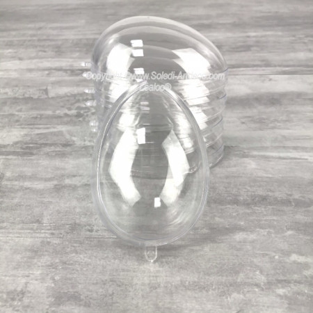 Lot de 5 Oeufs plastique cristal transparent séparable 10 cm, Contenants alimentaire sécable