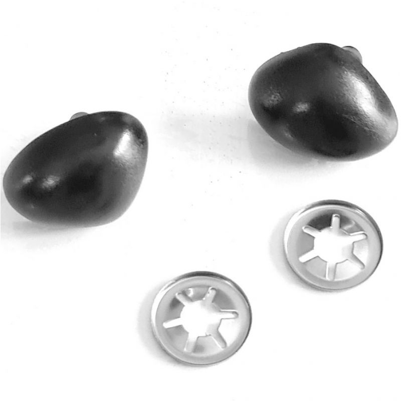Sachet de 8 Nez d'animal en plastique noir, Truffes de 24 mm sécurisée avec clip en métal