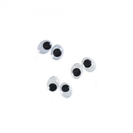 Lot de 6 Yeux Ovales 15x10mm, à pupille mobile, en plastique, 3 paires à coller