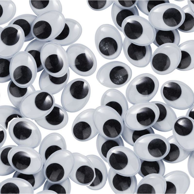 gros lot 30 paires Yeux Ovales 15x10mm, 60 yeux à pupille mobile, en plastique, à coller