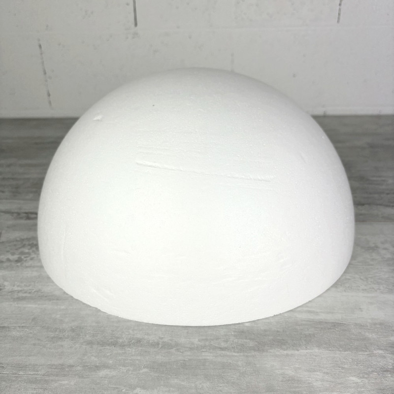 Demi-Sphère de 40 cm de diamètre, avec impacts, creux en polystyrène, hauteur 25 cm, pour centre de table