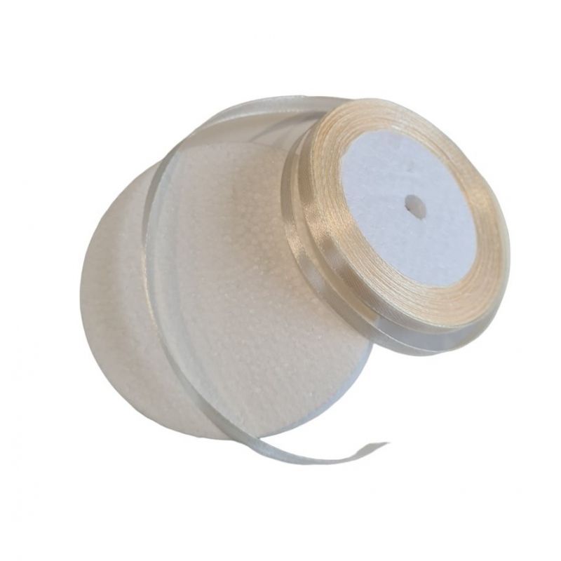 Double-sided satin ribbon, Champagne, width 6 mm, length 22 m, decorative wedding roll, haberdashery