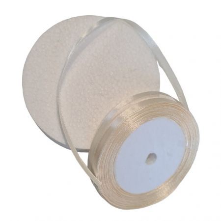 Ruban satin double face Champagne, largeur 6 mm, longueur 22 m, rouleau décoratif mariage, mercerie