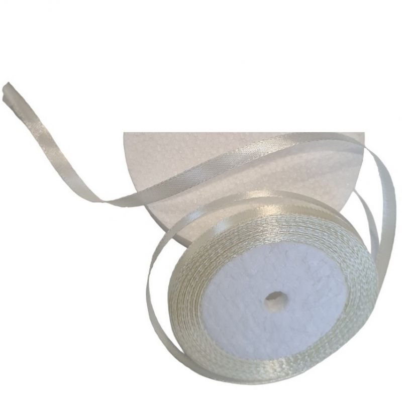 Doppelseitiges Satinband, Elfenbein, Breite 6 mm, Länge 22 m, dekorative Hochzeitsrolle, Kurzwaren