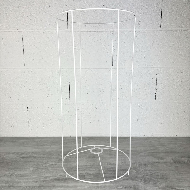 White Round Frame for Lampshade with feet, Height 62 cm and Diam. 30 for E27 Socket, 38mm
