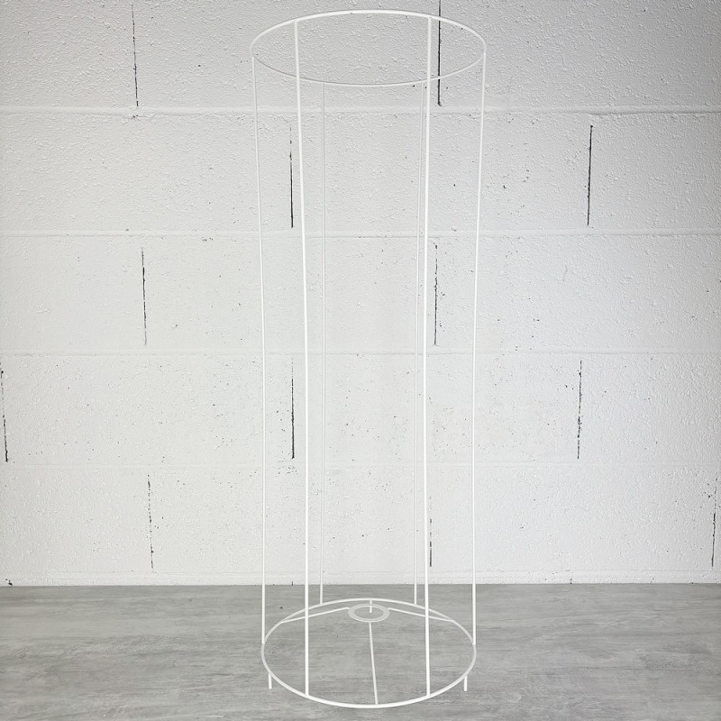 Weißer runder Rahmen für Lampenschirm mit füßen, Höhe 82 cm und Diam. 30 für E27 Fassung, 38mm