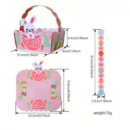 Set mit 4 DIY-Ostertüten, 12 cm x 9 cm, ideal für die Eiersuche, glänzender Karton