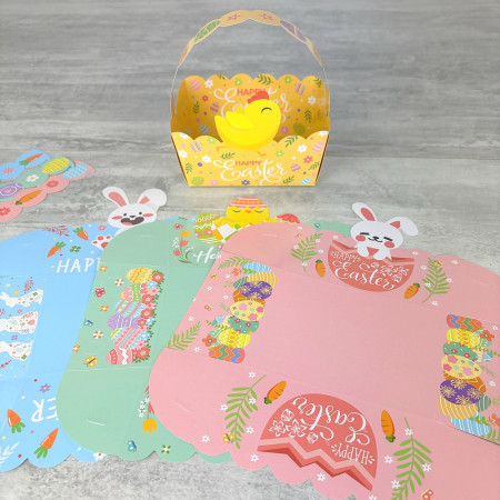 Set of 4 DIY Easter bags, 12cm x 9cm, ideal for egg hunting, glossy cardstock