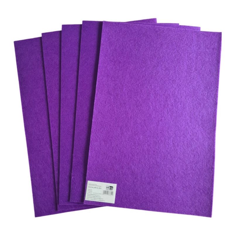 5 Coupons de feutrine pour décoration, Lilas, 30 x 45 cm x 3 mm, ~550 g/m², 100% polyester