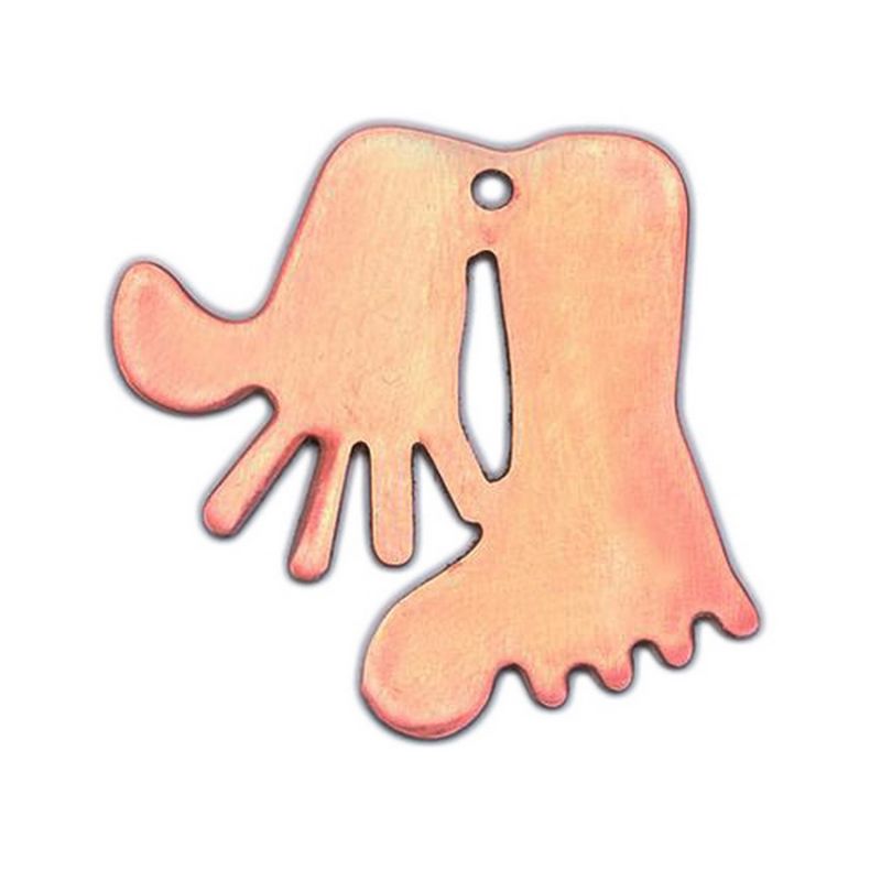 10 copper pendants Foot and Hand 29x31 mm, blank 0.8 mm for enamelling