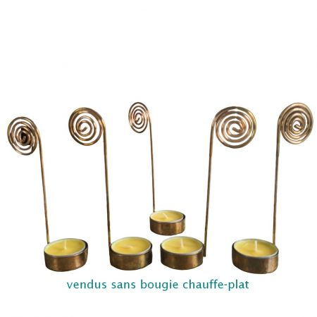 Set aus 5 Kerzenständer aus goldenem Metall, spiralförmig, Fußdurchmesser 4 cm x Höhe. 15 cm, für Teelicht