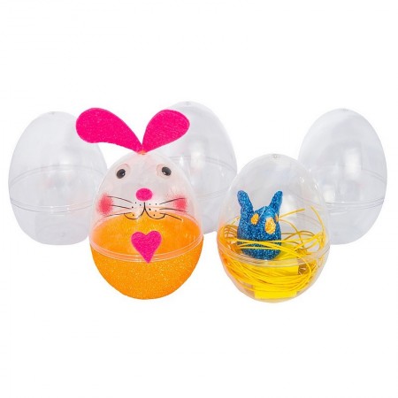 Oeuf de 12 cm en plastique transparent séparable, Contenant sécable au centre
