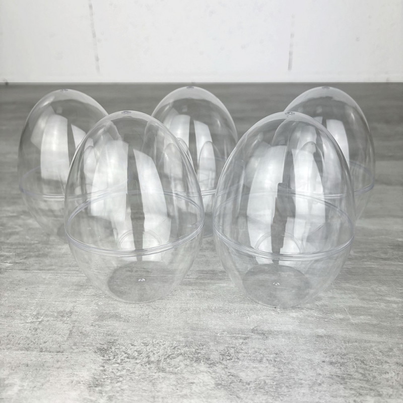 Set mit 5 Transparente Kunststoff-Eier, trennbar, Höhe 12 cm, zum selbst Befüllen
