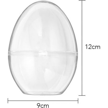 25 teilbare transparente Plastikeier, 12 cm, flacher Boden, Lebensmittelbehälter öffnet sich in der Mitte, Osterdekoration
