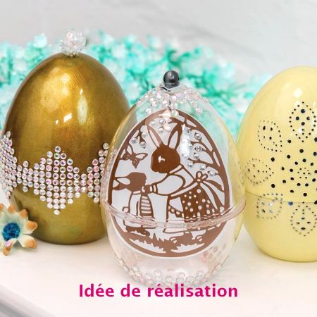 25 Oeufs en plastique transparent séparable, 12 cm, fond plat, Contenant alimentaire s'ouvre au centre, Déco pâques