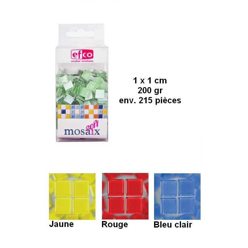 Mosaiques Cailloux de Verre, 1 cm x 1 cm, env. 215 pièces, 200 g