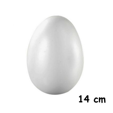 Grand Oeuf en plastique blanc, haut. 14 cm, avec trou de suspension, non séparable, à décorer