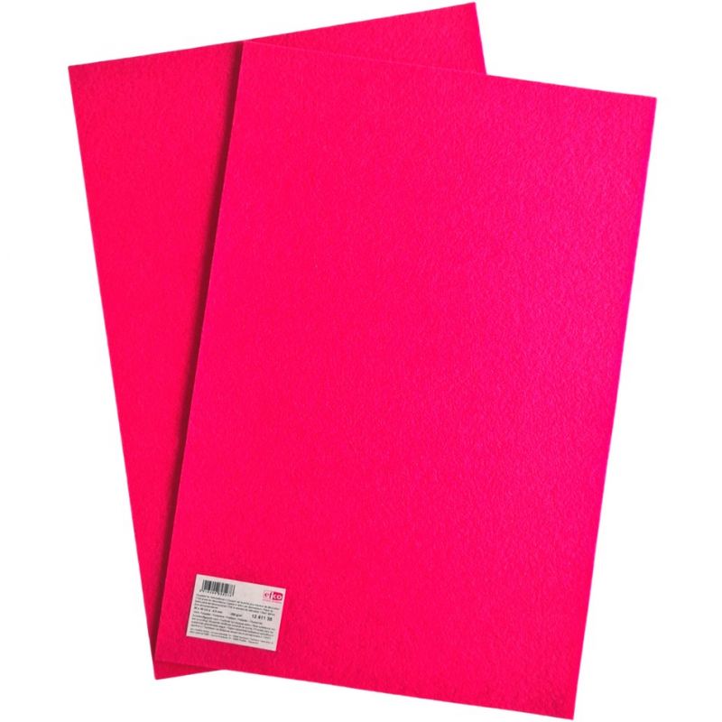 2 Coupons de feutrine pour décoration, Rose vif 30 x 45 cm x 2 mm, ~350 g/m², Feutre 100% polyester