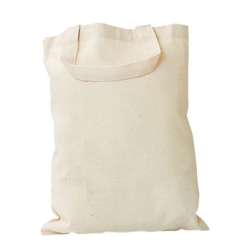Sac en coton naturel, anses courtes, Cabas à customiser, dim. 38 x 42 cm