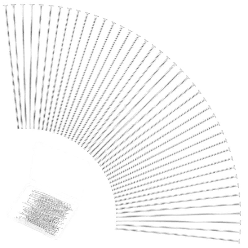 Set of 20 Rods, flat head nail Silver, Long. 3cm x 1.5mm x 0.75mm, nickel free