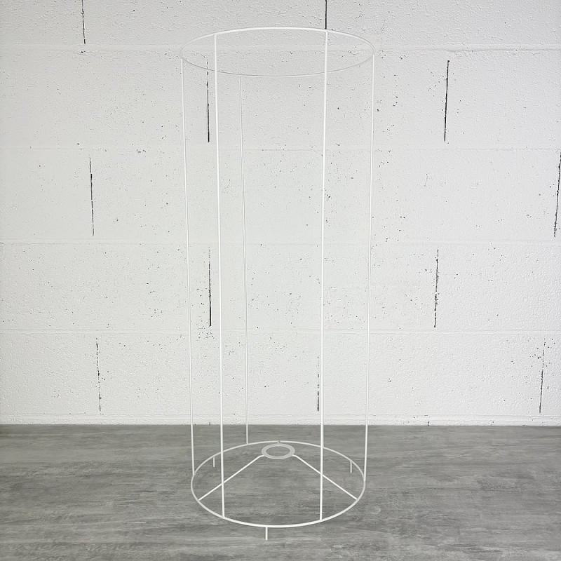 Armature Ronde blanche à pieds pour lampe, Hauteur 72 cm et Diam. 30 cm, Douille E27, 38mm, colonne