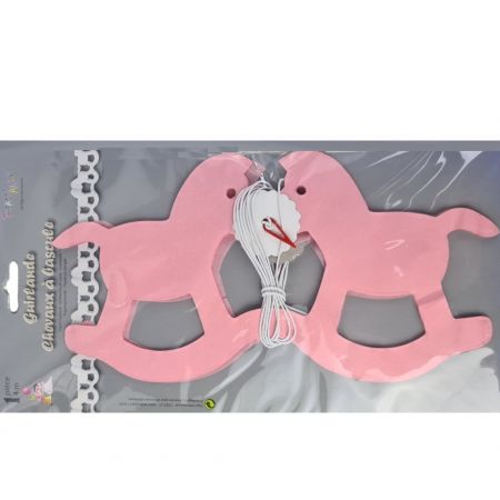4 m Girlande, Schaukelpferd-Ausschnitt, Rose, Seidenpapier, 12,5 cm hoch