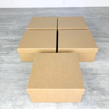 Lot de 5 grandes boites carrées hautes avec couvercle en carton, coté 15,5cm et 7,5cm de haut