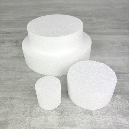 Petite pièce montée Haut. 20 cm en polystyrène, Base Ø 20cm à 5cm, 4 disques de 5cm de Haut, dummy pour gâteau Styropor
