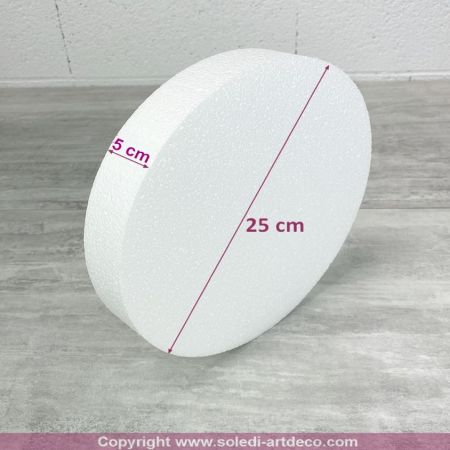Polystyrene disk, thickness 5 cm, diameter 25 cm, high density 25 kg/m3