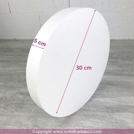Polystyrene disk, thickness 5 cm, diameter 30 cm, high density 25 kg/m3