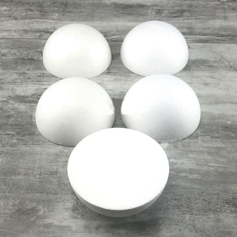 Lot de 5 Demi-Sphères de 12 cm de diamètre, Dômes pleins en polystyrène de 6 cm de haut
