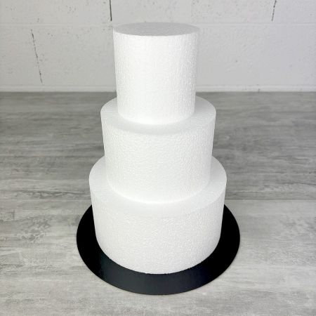 Petite pièce montée Haut. 30 cm en polystyrène, Base Ø 20cm à 10cm, 3 disques de 10cm de Haut, pour gâteau Styropor, avec platea