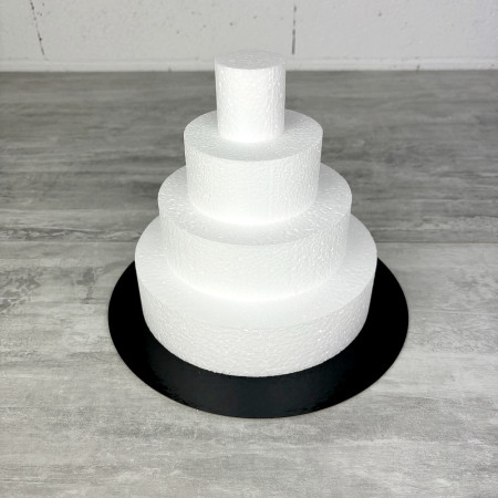 Petite pièce montée Haut. 20 cm en polystyrène, Base Ø 20cm à 5cm, 4 disques de 5cm de Haut,plateau doré réversible