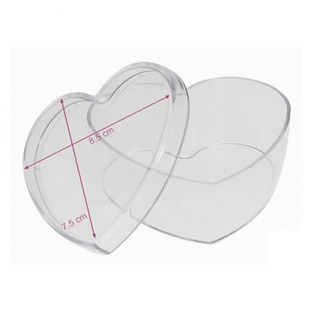Boite séparable en plastique forme Cœur, 8,5 x 7,5 cm, contenant pour dragées 