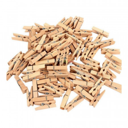 Set of 100 little Wooden clothes pegs, 3cm x 7,5mm x 4 mm, untreated
