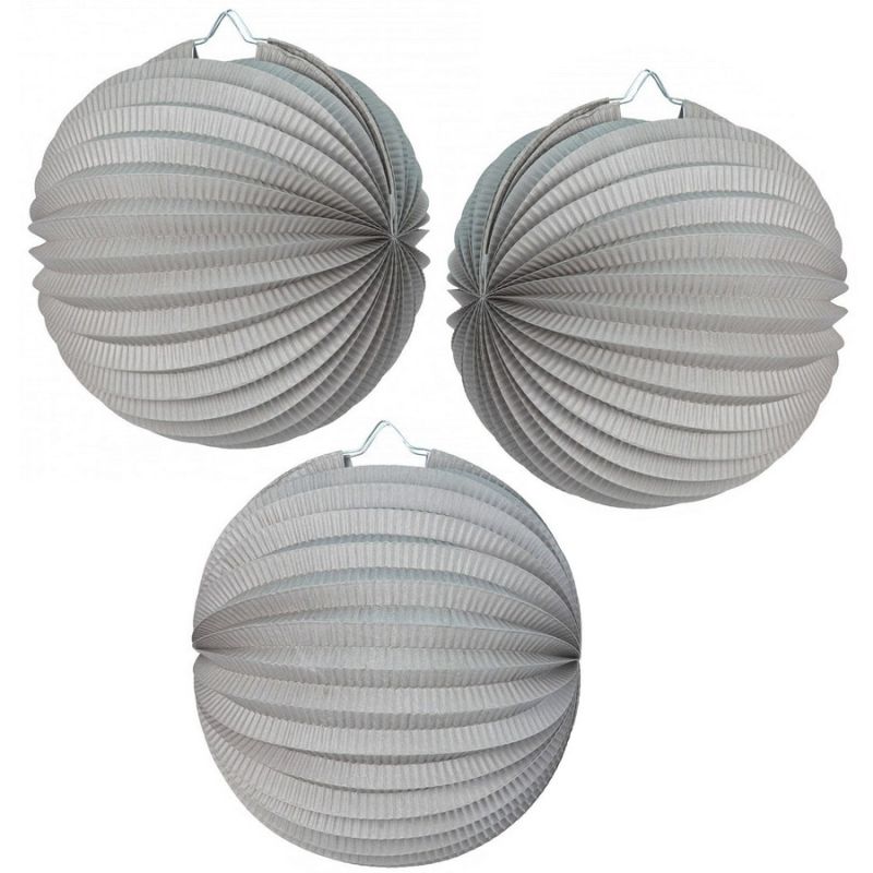 3 Coral red ball lanterns, 20 cm, to hang, Accordion paper, birthday baby shower wedding