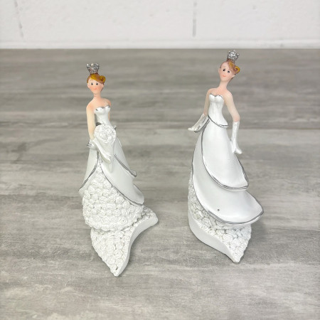 Couple de Mariés femmes en résine sur socle coeur, hauteur 13 cm, Figurine féminine de mariage gay lesbienne homosexuel