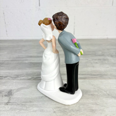 Married couple in comic book resin, height 16.5 cm, modern wedding cake figurines