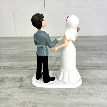 Couple de mariés en résine style BD, hauteur 16,5 cm, figurines attachées pièce montée, gâteau de mariage