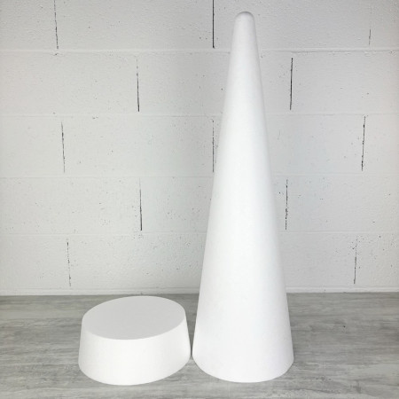 Grand Cône XL 90 cm, diamètre base 27,5 cm, Présentoir polystyrène haute densité, 2 parties, macarons, choux