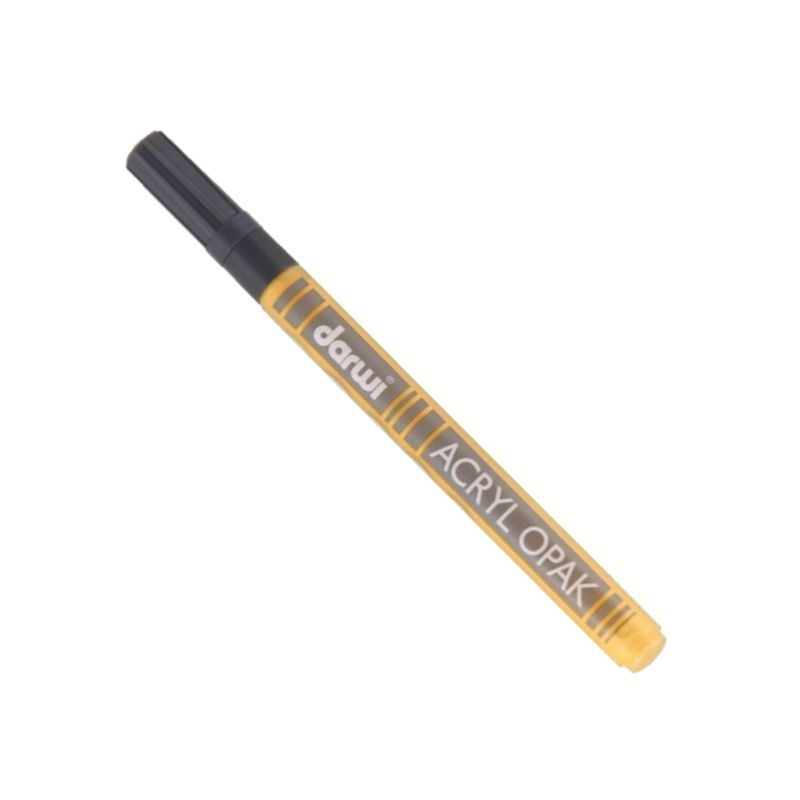 Marqueur feutre acrylique Or, Darwi Acryl Opak, 3 ml, Pointe Fine 0.8mm, pour verre, plastique, bois, céramique, pâte polymère